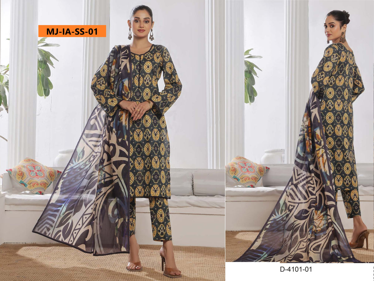 MJ INAAYA ALI - Unstitched Printed 3pc Lawn Chapter 1 signature series