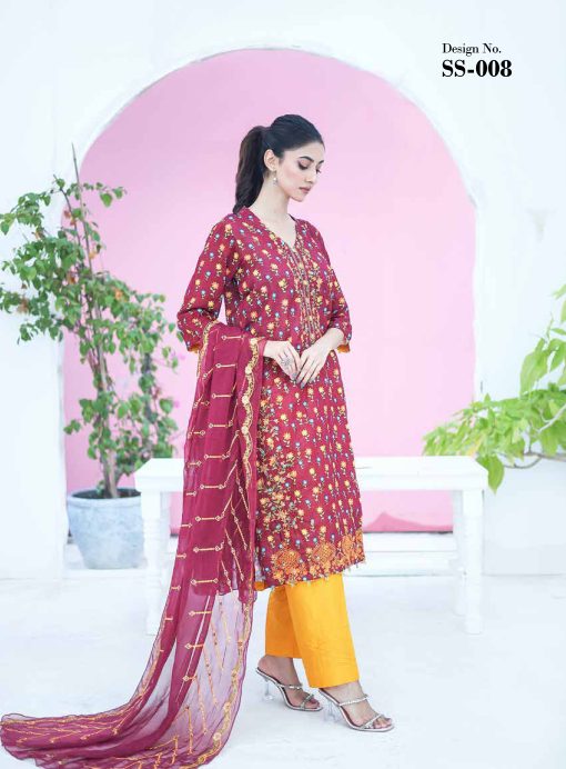 SANA SARA 3PC EMBROIDERED CAMBRIC WITH CUTWORK CHIFFON DUPATTA SERIES