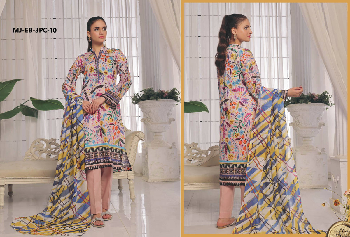 MJ IZHAN EXOMIC BLOOM - Unstitched Printed 3-Piece Lawn