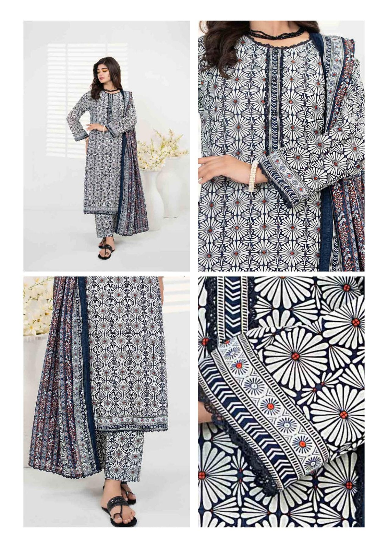 ZESH - Unstitched Same Print 3 Piece Lawn