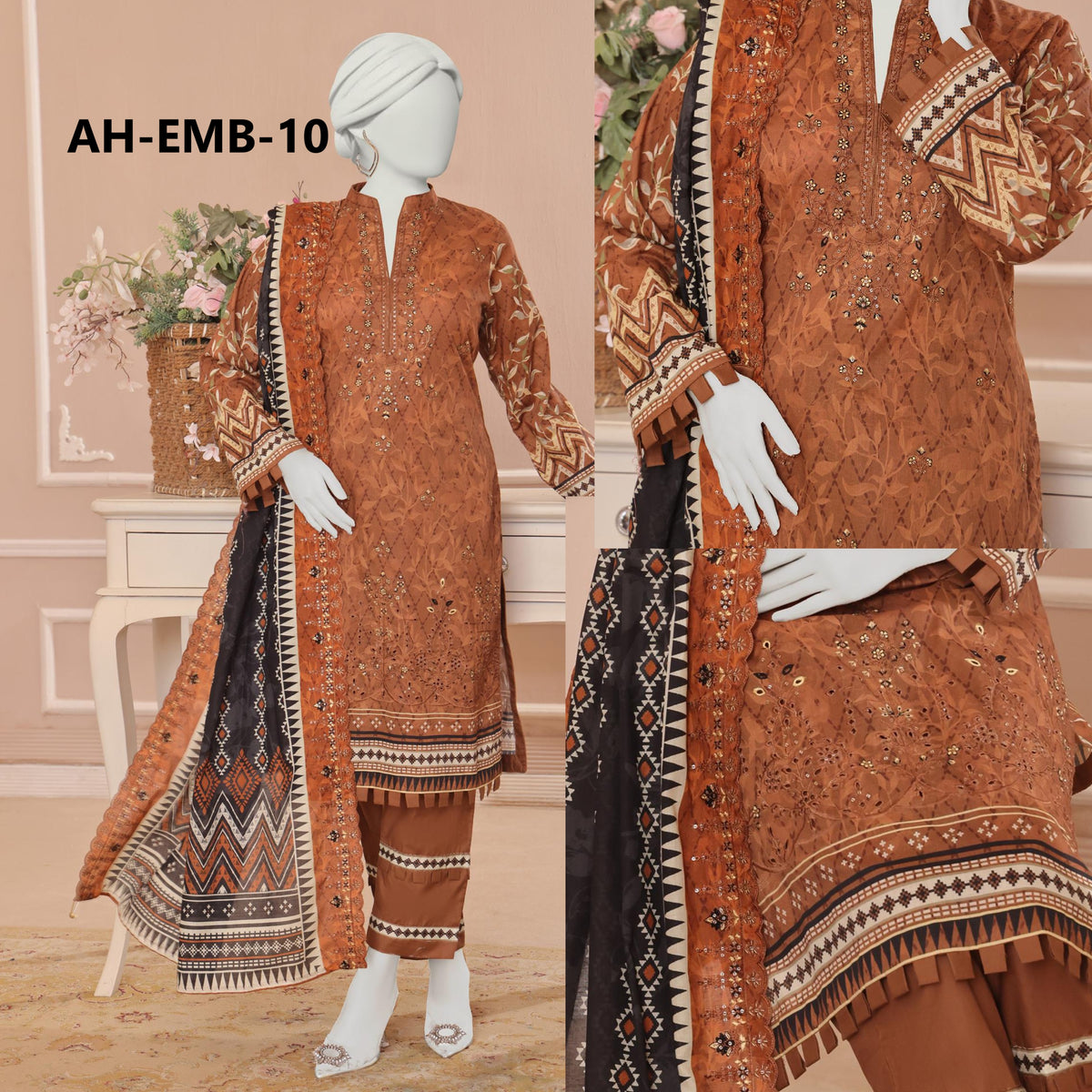 ALMEERAH - Unstitch Embroidery 3pc Lawn