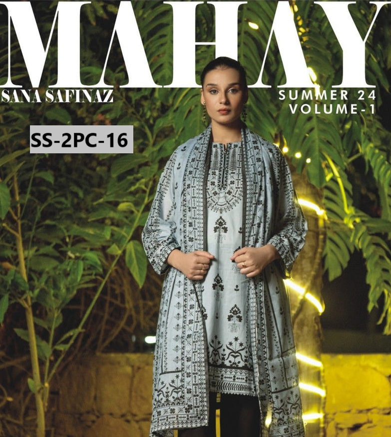 MAHAY SANA SAFINAZ - Unstitched Printed 2pc Lawn - Shirt Dupatta