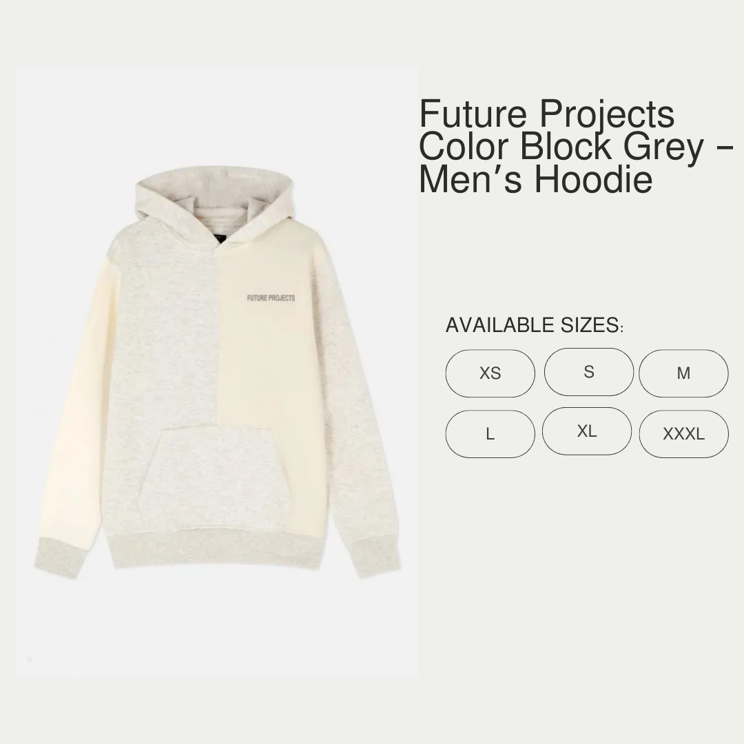 PRIMARK FUTURE PROJECTS Color Block Grey & CREME – Men’s Hoodie TRACKSUIT