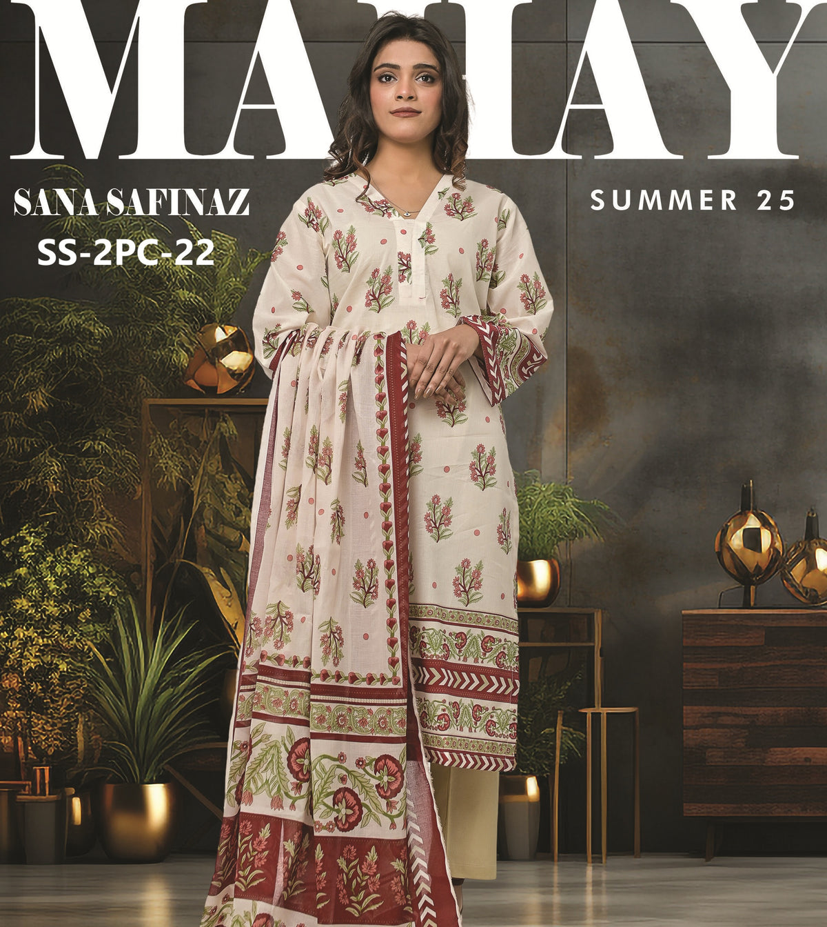 MAHAY BY SANA SAFINAZ 2PC LAWN SHIRT DUPATTA