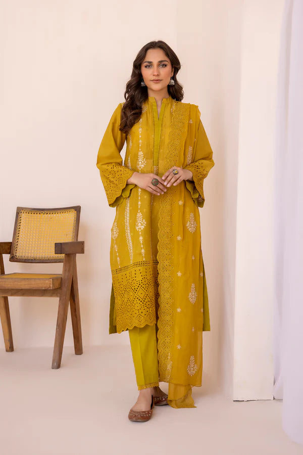 IZAR BY JOHRA 3PC LAWN EMBROIDERED & CHIKANKAR