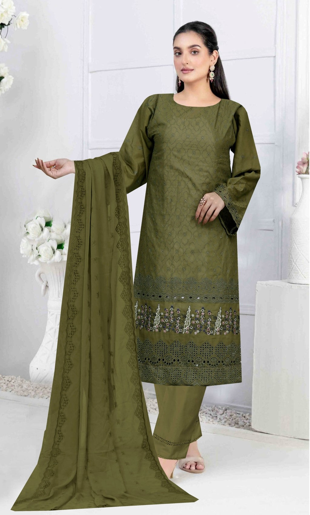Usman Kashif – Gazal Schiffli – 3 Piece Unstitched Lawn Suit