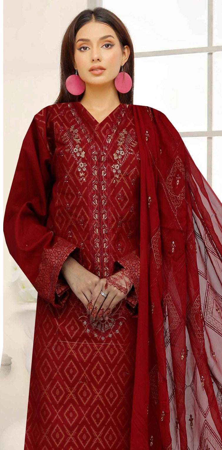 Usman Kashif – Zircon – Embroidered 3 Piece Unstitched Suit