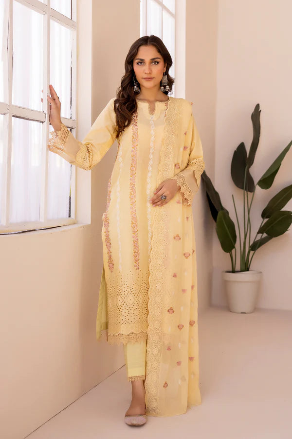 IZAR BY JOHRA 3PC LAWN EMBROIDERED & CHIKANKAR