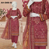 ALMEERAH - Unstitch Embroidery 3pc Lawn