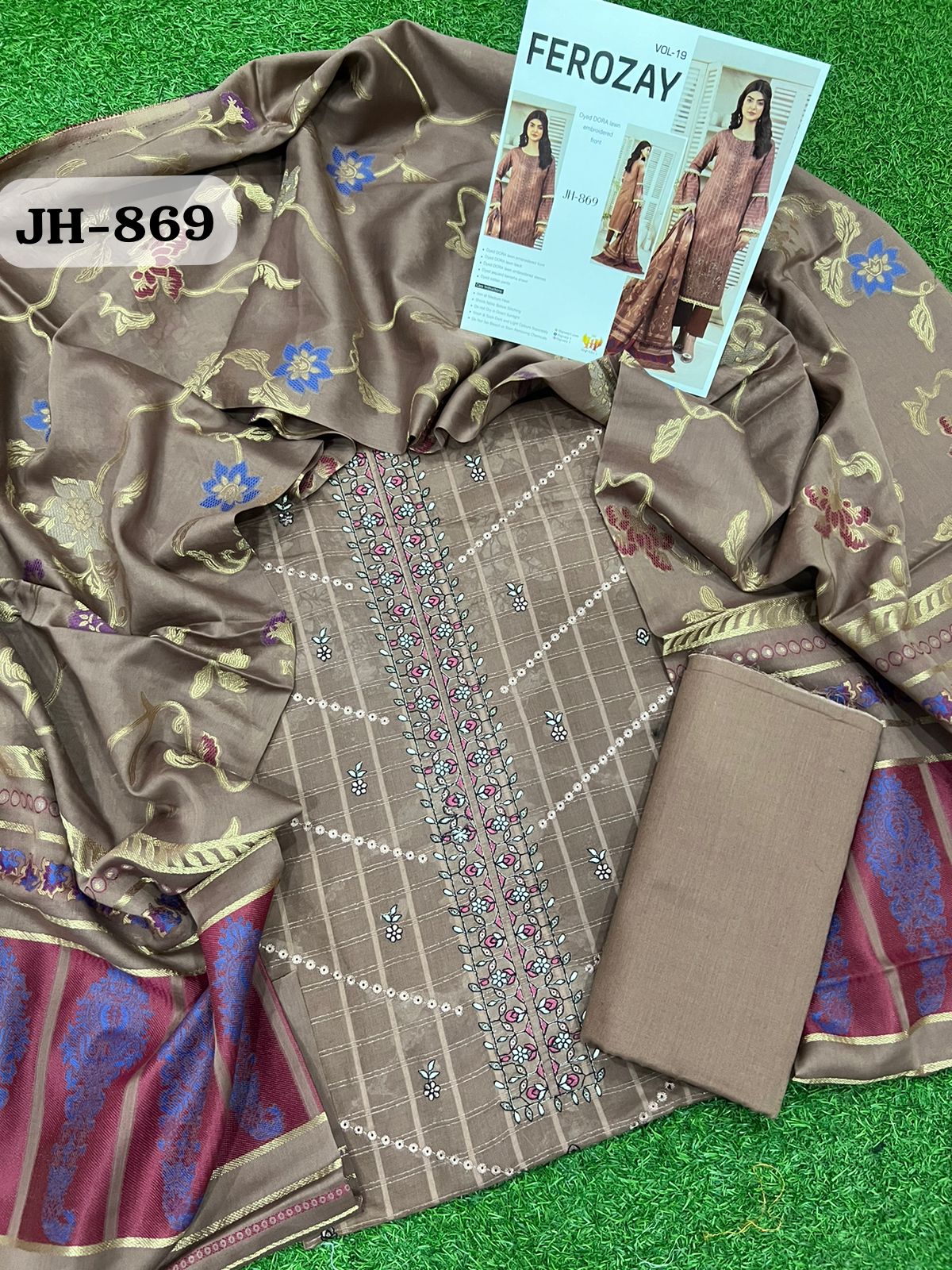 MOHNI BY JOHRA 3PC CHIKANKARI LAWN