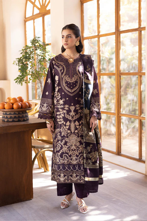 DANEER - Unstitched Embroidered Lawn with Banarsi Jacquard Dupatta