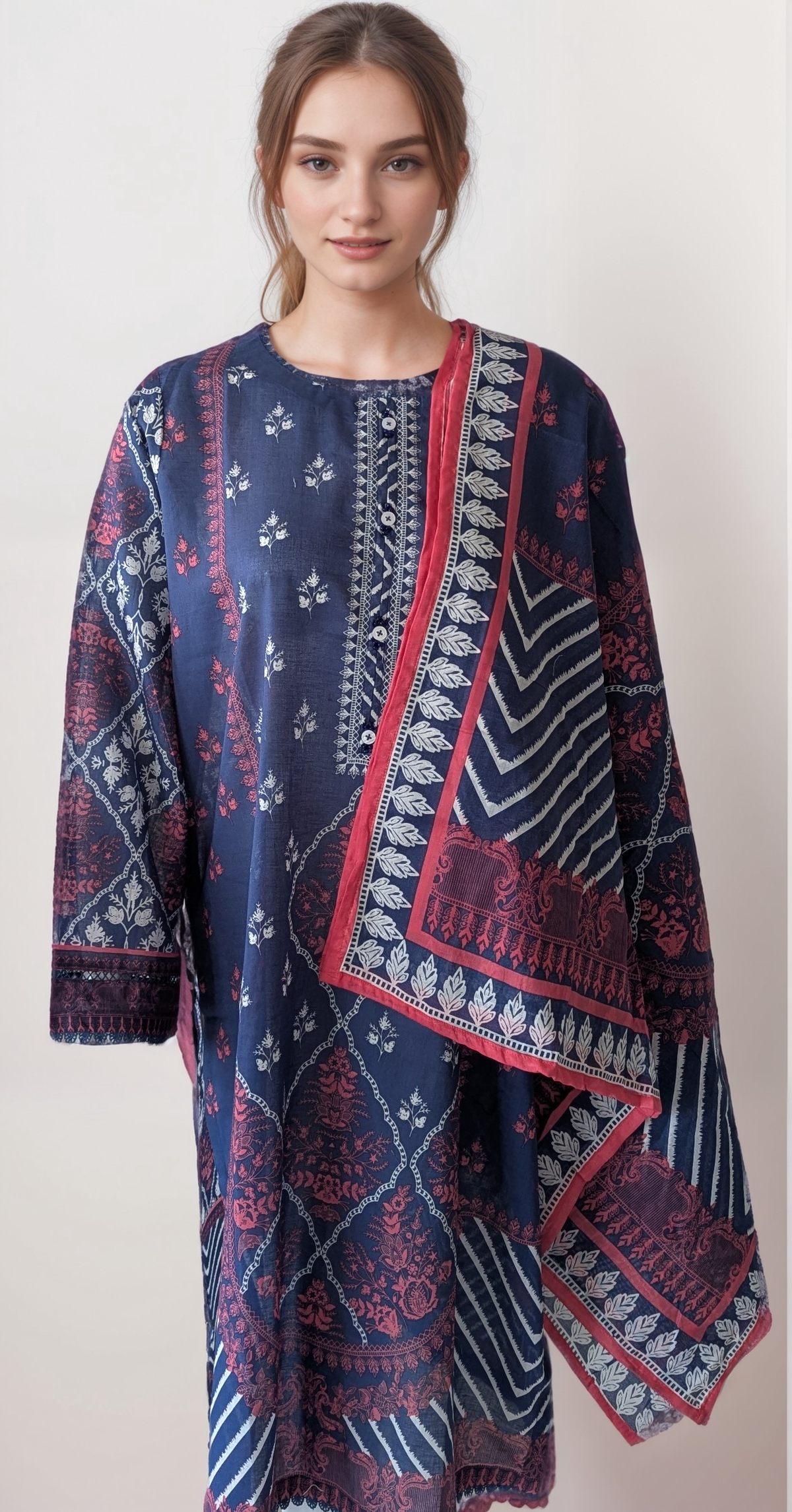 KHAADI STITCH 2PC LAWN SHIRT DUPATTA