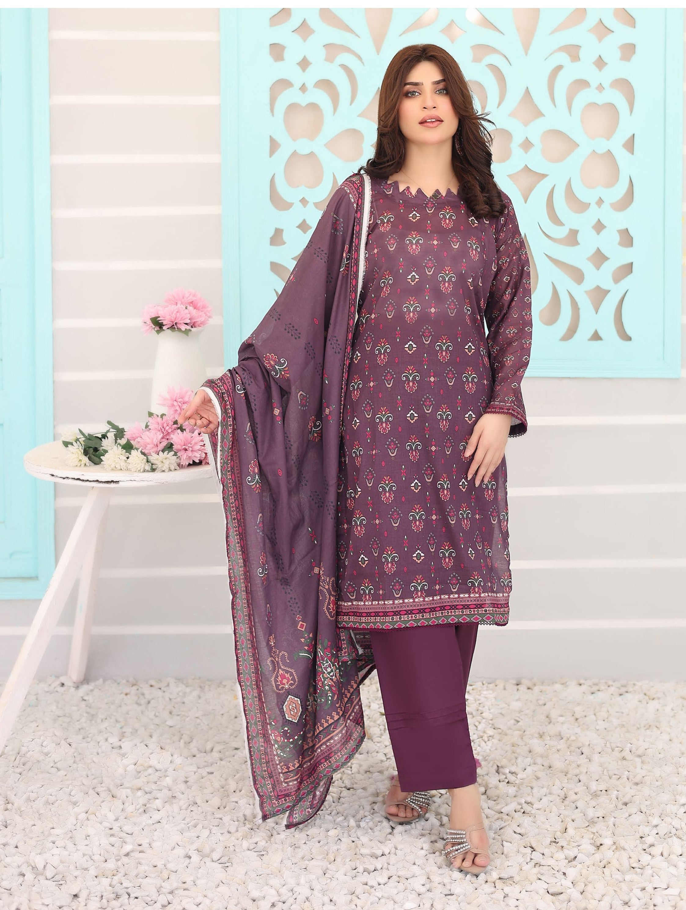 MISHAL BY LEEDS 3PC UNSTICHED CAMBRIC