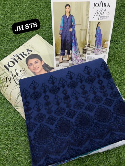 MOHNI BY JOHRA 3PC CHIKANKARI LAWN