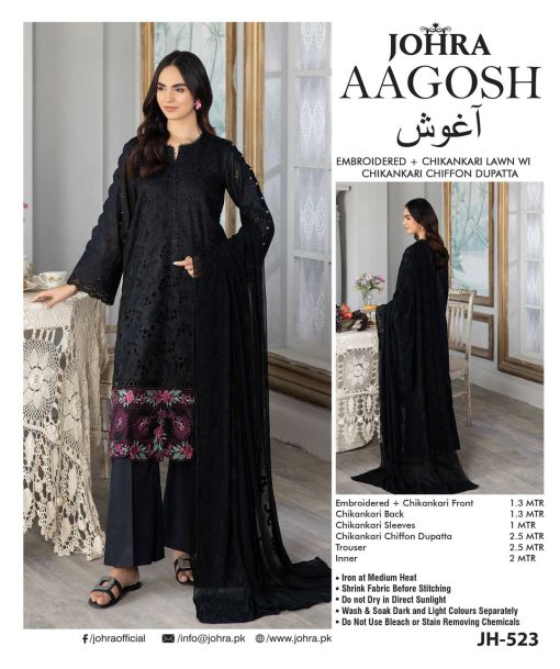 AAGOSH BY JOHRA 4PC EMBROIDERED & CHIKANKARI