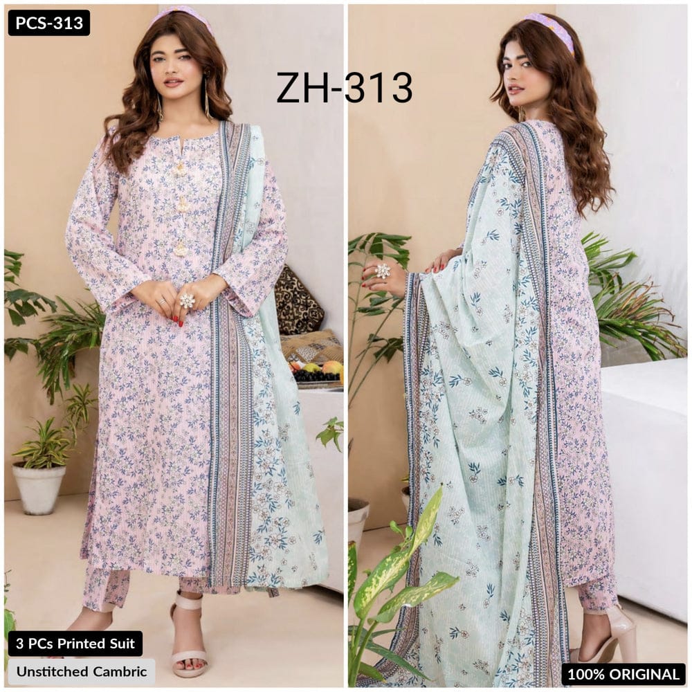 ZESH - Unstitched Printed 3pc Cambric Vol-2