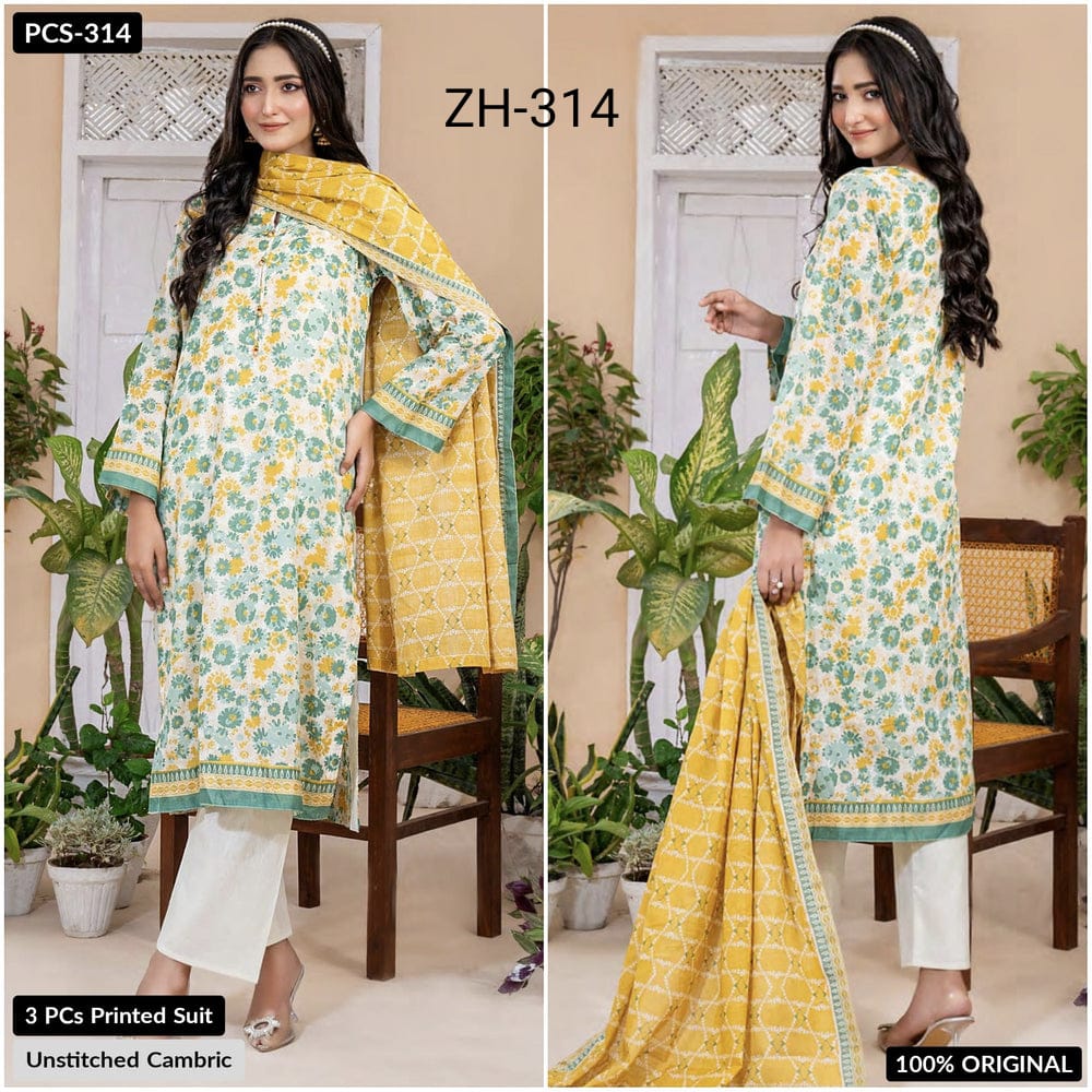 ZESH - Unstitched Printed 3pc Cambric Vol-2