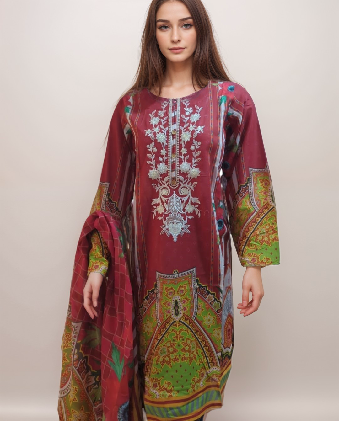 SO KAMAL 2PC LAWN SHIRT DUPATTA