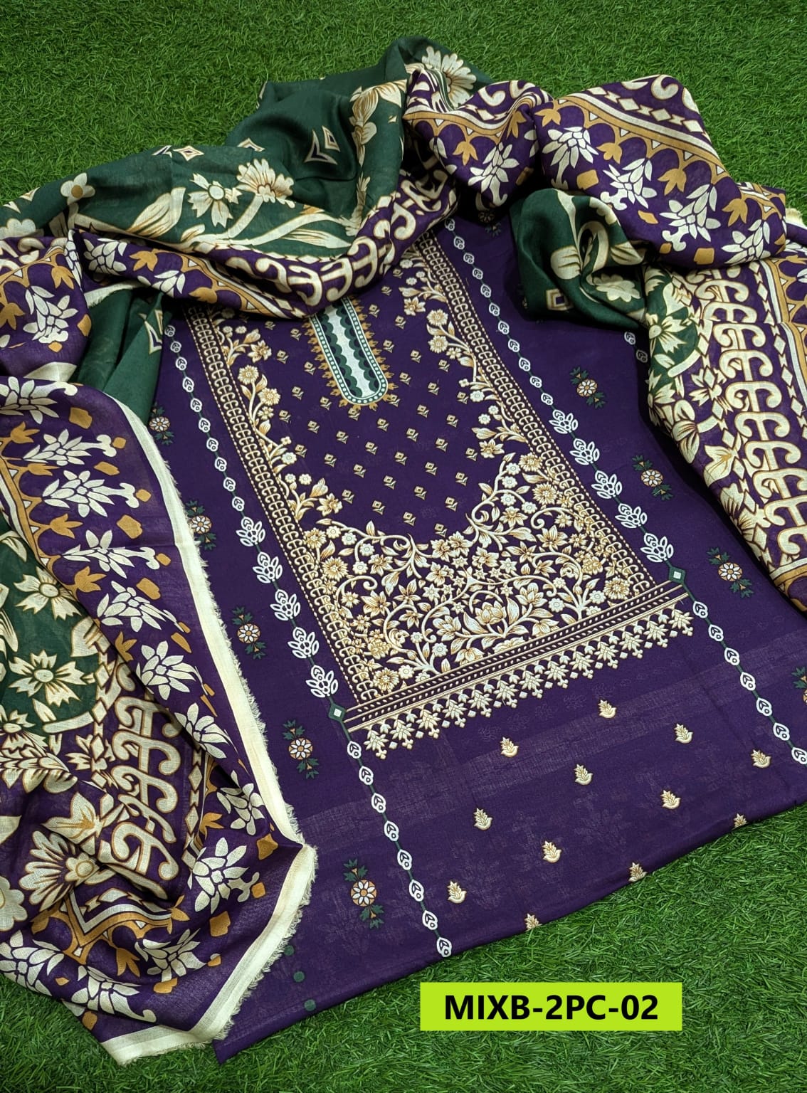 MIX BRAND - Unstitched Printed 2pc Lawn Shirt Dupatta