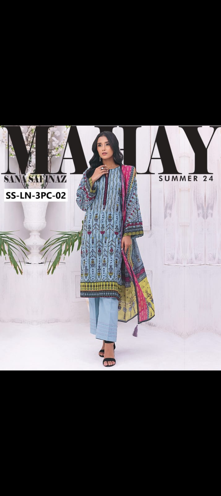 MAHAY SANA SAFINAZ – Unstitched Printed Lawn 3 Piece