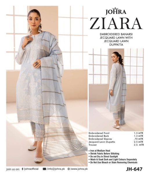 ZIARA BY JOHRA 3PC EMBROIDERED JACQUARD