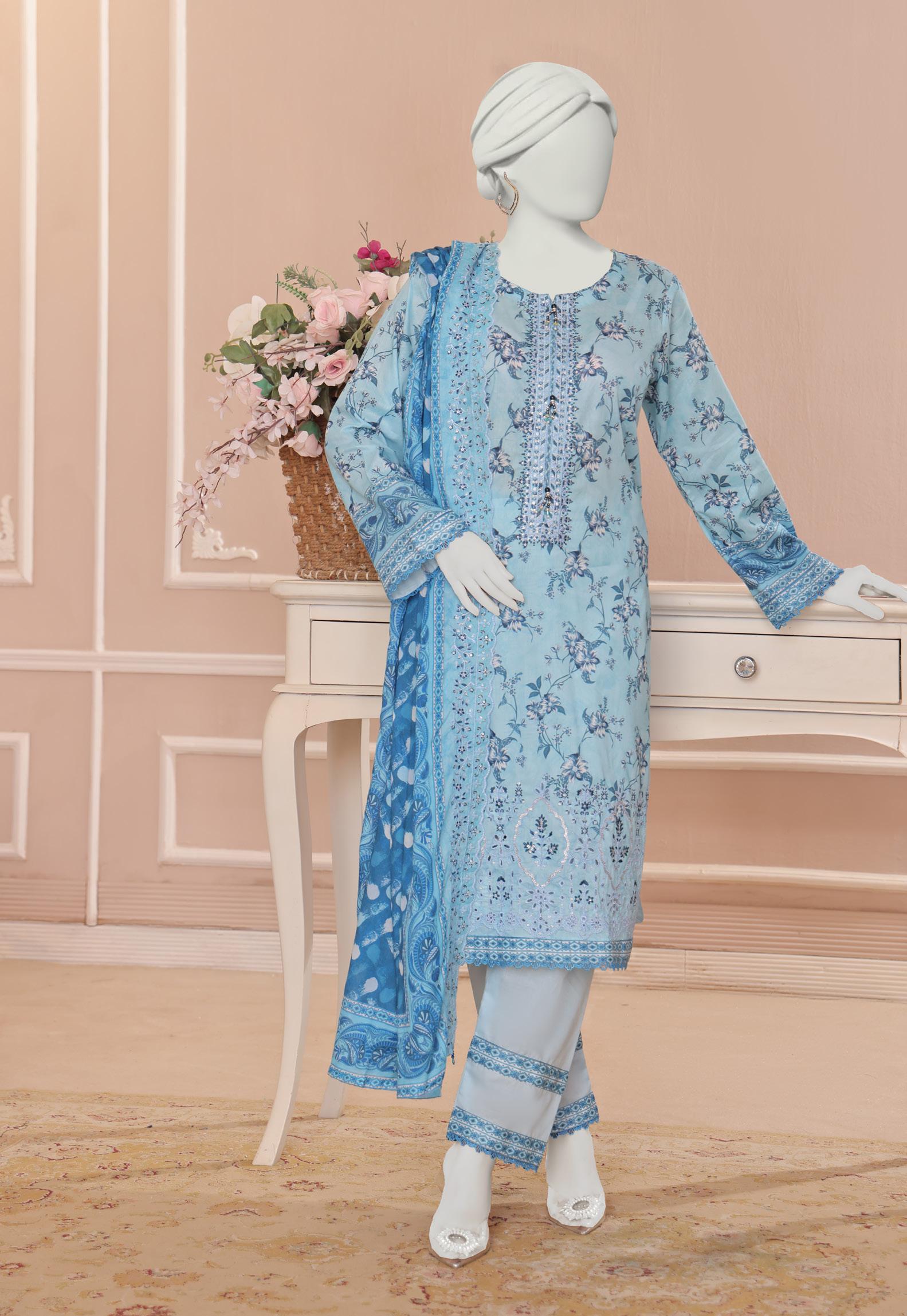 ALMEERAH - Unstitch Embroidery 3pc Lawn