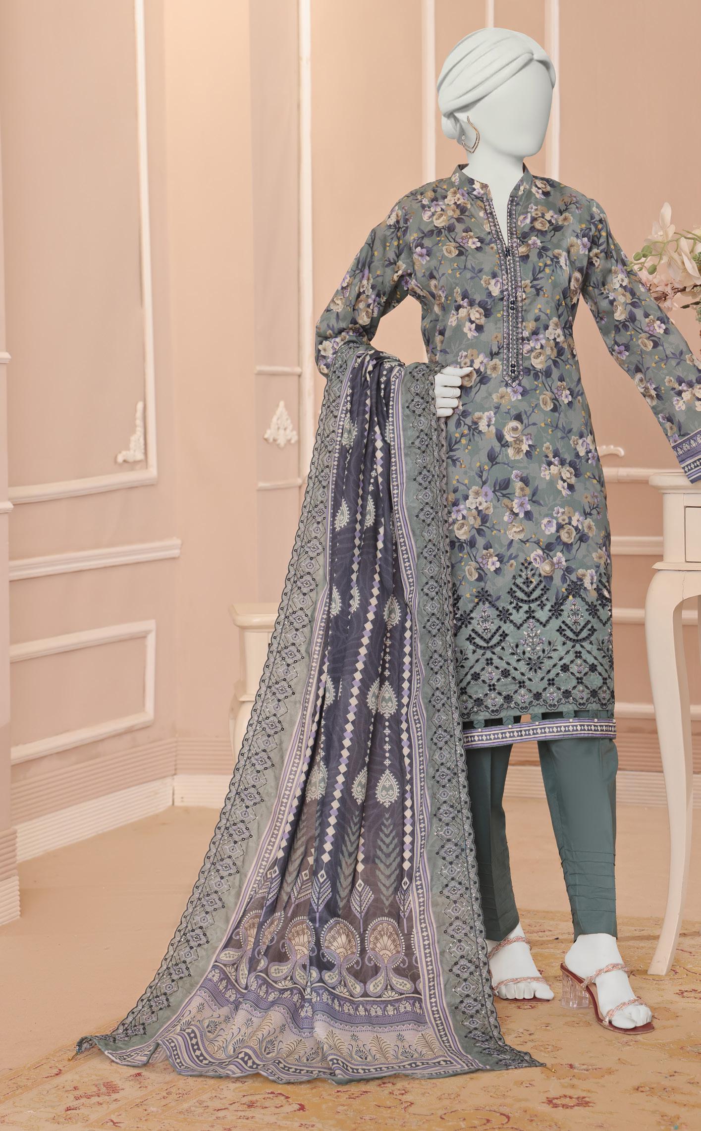 ALMEERAH - Unstitch Embroidery 3pc Lawn