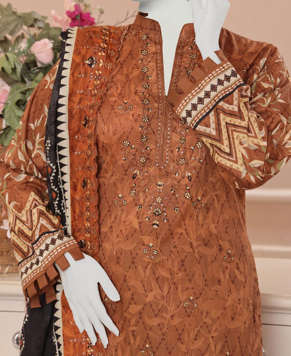 ALMEERAH - Unstitch Embroidery 3pc Lawn