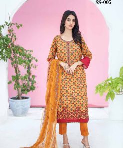 SANA SARA 3PC EMBROIDERED CAMBRIC WITH CUTWORK CHIFFON DUPATTA SERIES