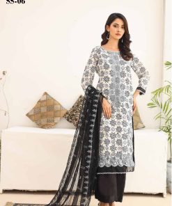 SANA SARA 3PC EMBROIDERED CAMBRIC WITH CUTWORK CHIFFON DUPATTA SERIES