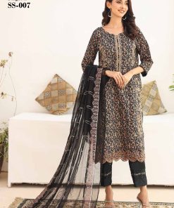 SANA SARA 3PC EMBROIDERED CAMBRIC WITH CUTWORK CHIFFON DUPATTA SERIES