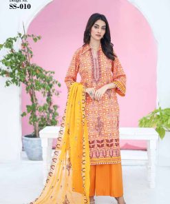 SANA SARA 3PC EMBROIDERED CAMBRIC WITH CUTWORK CHIFFON DUPATTA SERIES