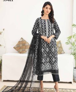 SANA SARA 3PC EMBROIDERED CAMBRIC WITH CUTWORK CHIFFON DUPATTA SERIES